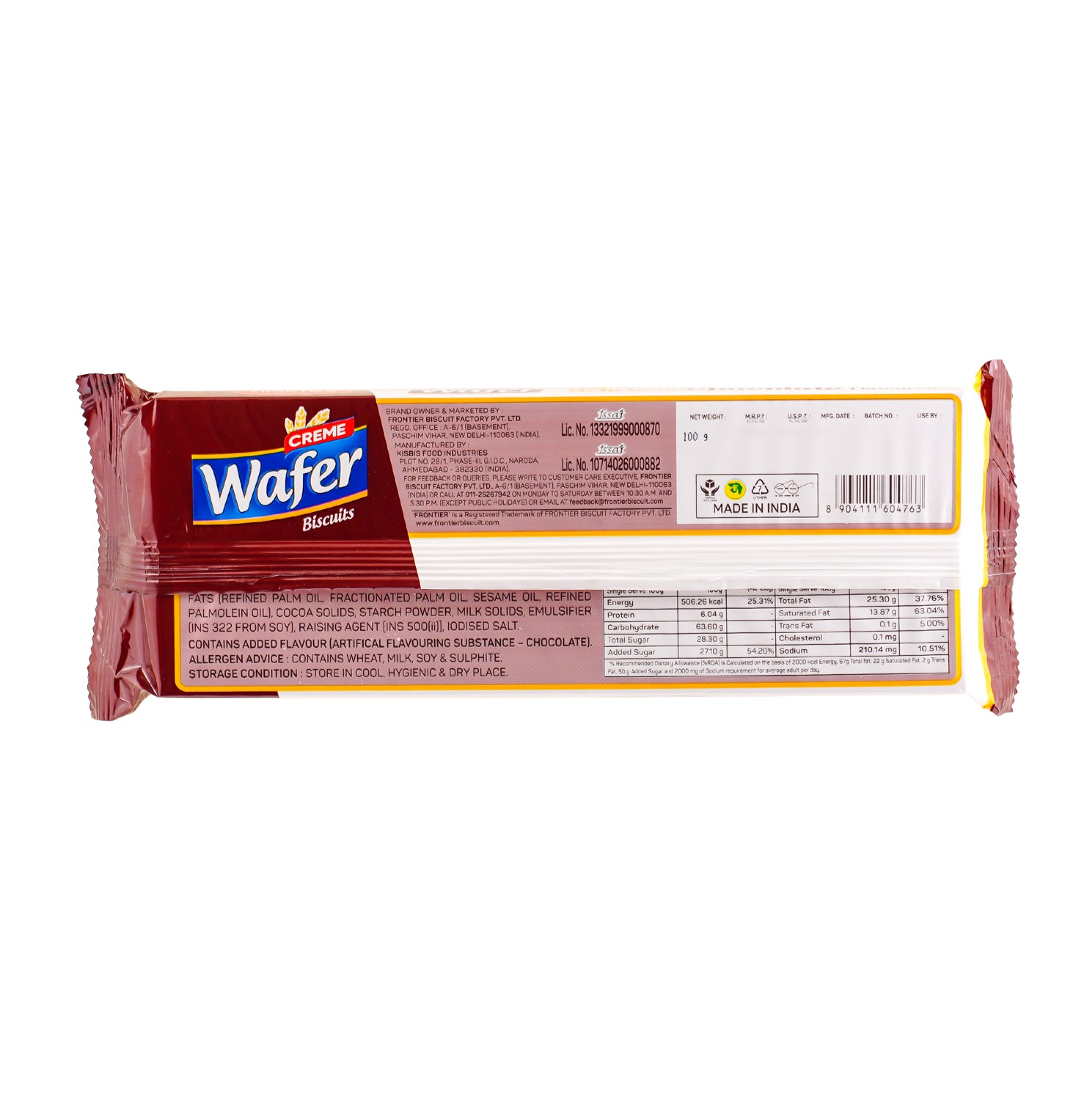 CHOCOLATE CREAM WAFER PACK (100 GM)