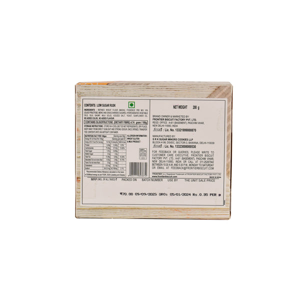 Buy LOW SUGAR RUSK (200 GM) Online - Frontier Biscuit